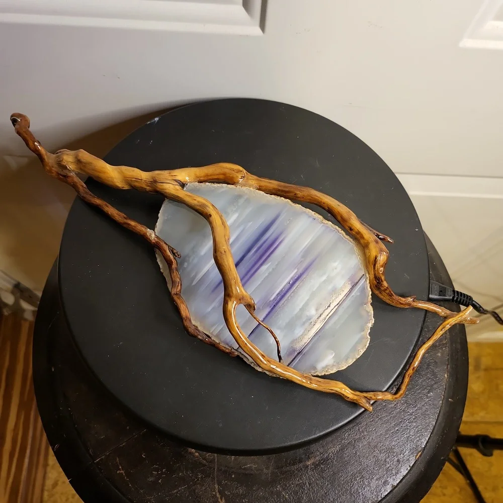 Hand Made Agate Stone and Wooden Sun Catcher 15